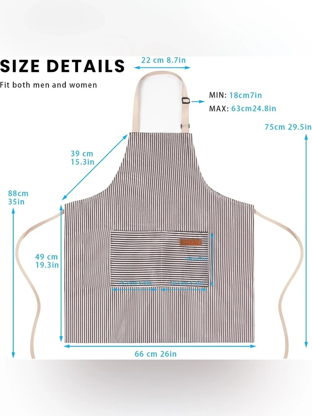 Striped Apron Dress with Beige Ties - Black & White